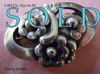 Georg Jensen Dress Clip #28, "Silver Pearls" in Blossoms