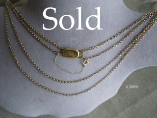 Circa 1790's-1810  hexagonal “locket” clasp double strand gold chain necklace