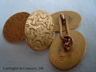 CARRINGTON & COMPANY  14K  "Renaissance Knot" engraved Sleeve Button CUFFLINKS