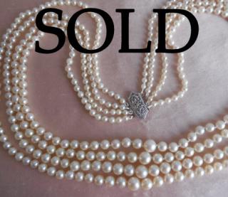 FOUR STRANDS lustrous Japanese Akoya Cultured Pearls