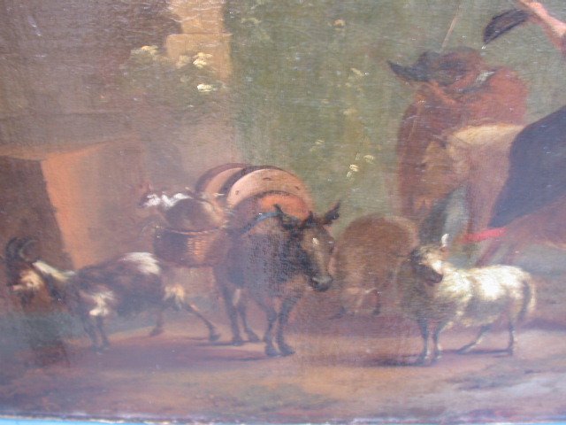 Detail, laden Donkey, between Sheep & Goat