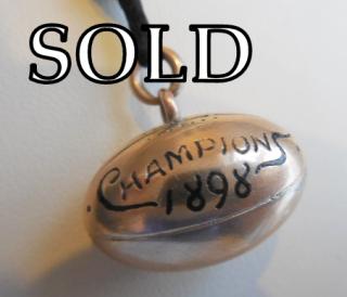 GOLD  “Champions 1898”  FOOTBALL awarded Arthur Poe (nephew-cousin of Edgar Allen Poe), Right End, Princeton