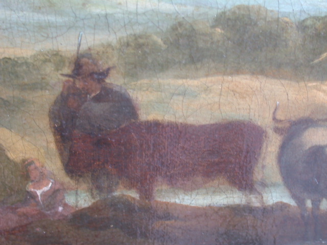 Woman (far left) and Man with Staff, at head of cattle