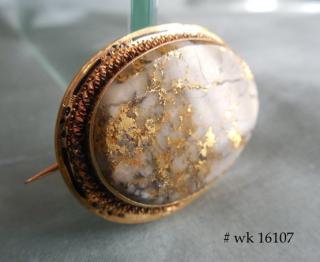 GOLD IN QUARTZ 19th century brooch