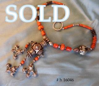 OLD RAJASTHAN NECKLACE of Coral, Silver and Other Old & later Elements