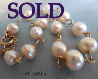 Thirteen Baroque Japanese Akoya Cultured Pearls 14k Bracelet