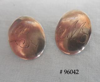 OVAL BUTTONS, coin silver pair