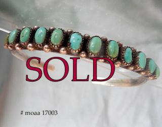 NAVAJO / ZUNI SILVER AND TURQUOISE CUFF BRACELET