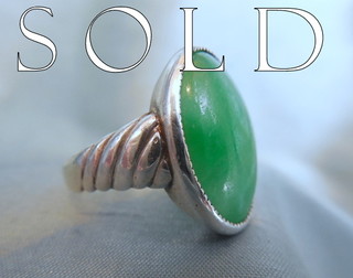 GREEN JADEITE JADE in Silver artisan-made ring