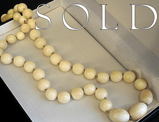 ANTIQUE IVORY BEADS Graduated Necklace