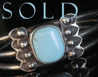 BRIGHT CREAMY NATURAL TURQUOISE triple bar old Navajo silver cuff
