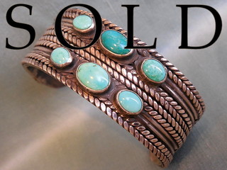 CHAIN MOTIF Turquoise & Silver Cuff