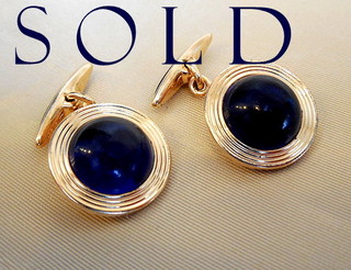 "SPINNING DISK" ("PLANET SATURN") blue paste American Mid-Century Deco Cuff Links