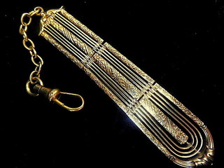 FINE EDWARDIAN "Hinged Necktie" 18K Gold Pendant Watch Fob with swivel