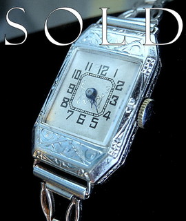 LADY'S ART DECO 14k White Gold Wristwatch, 1920's