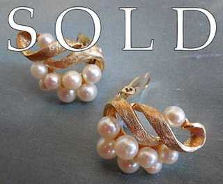 PEARLS & GOLD 14k Mid Century Ear Clips