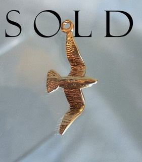 "BIRD IN FLIGHT" solid gold charm pendant