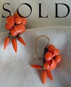 Victorian CORAL AND GOLD EARRINGS circa 1860's