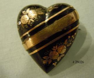 Victorian Heart Pin  ”TORTOISESHELL PIQUE”