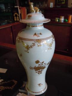 GARNITURE VASE and COVER, height 12", 