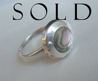 ABALONE INLAY Mexican Sterling petite Ring