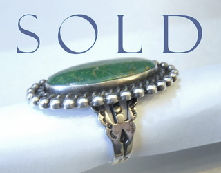 Old Cerillos Mine Green Turquoise Navajo Silver Ring