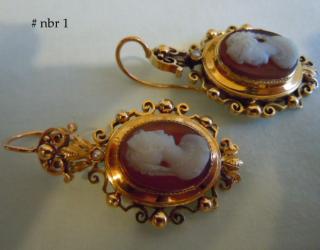 FRENCH HIGH VICTORIAN 18k gold & Hardstone Cameo Earrings