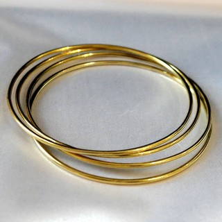 SET OF FOUR 14k hand-made circular hoop bangle bracelets