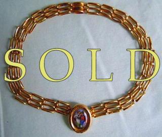 SWISS PAINTED ENAMEL & 18k GOLD Circa 1850 "Grand Tour" Necklace --  Convertible to Bracelets