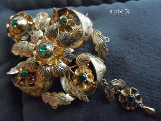 Flower Jewel Pin in the Baroque 17th Century Style