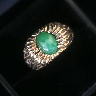 GREEN JADEITE JADE 14K Yellow Gold Modernist Ring