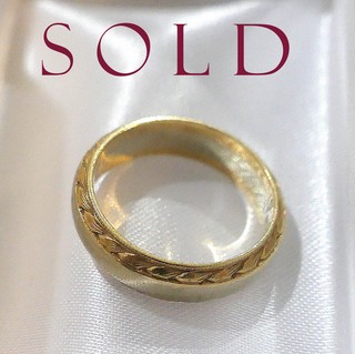 TWO COLORS GOLD 14K Deco/Retro Band Ring