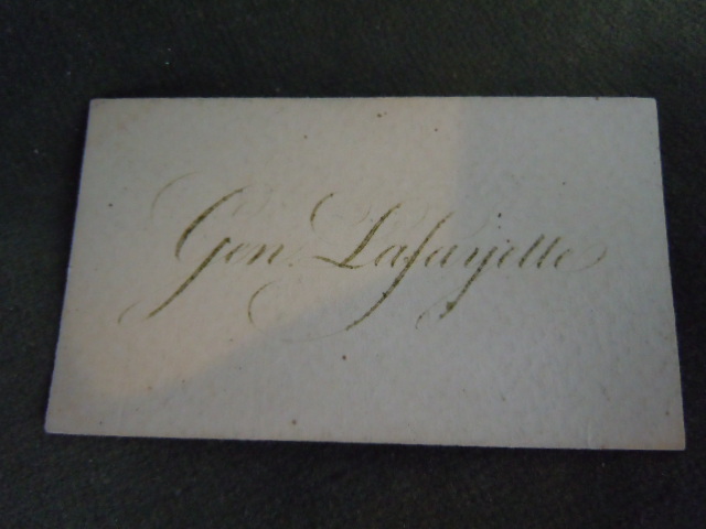 “Gen Lafayette” personal card of the Marquis de La Fayette