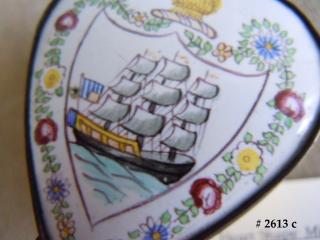 Three Masted Ship hand-painted Enamel on Copper