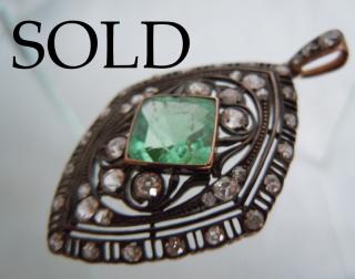 SOLD, Russian Emerald & Diamonds Pendant