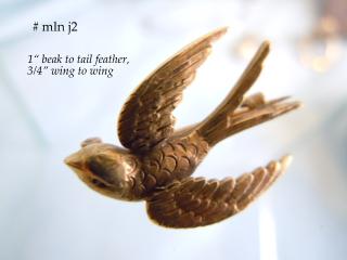1” beak to tail tip; 3/4” wing to wing