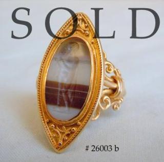 ANCIENT INTAGLIO in 23 karat gold 19th c Revivalist Ring