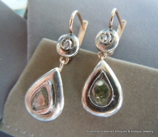 PEAR SHAPE Rose Cut Diamond Antique Pendant Earrings