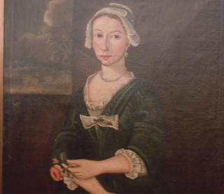 YOUNG LADY with a Rose and a Fan